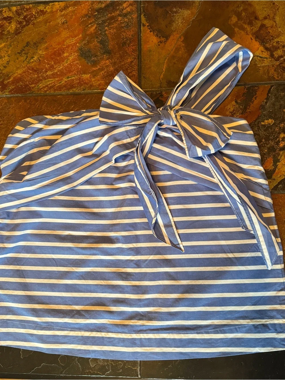 J. Crew Blue and White Striped tank top with Tie Detail